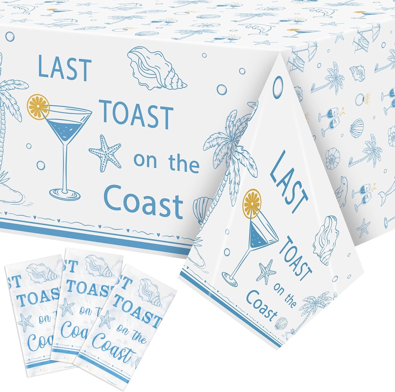 3PCS Last Toast On The Coast Bachelorette Party Tablecloth for Adult